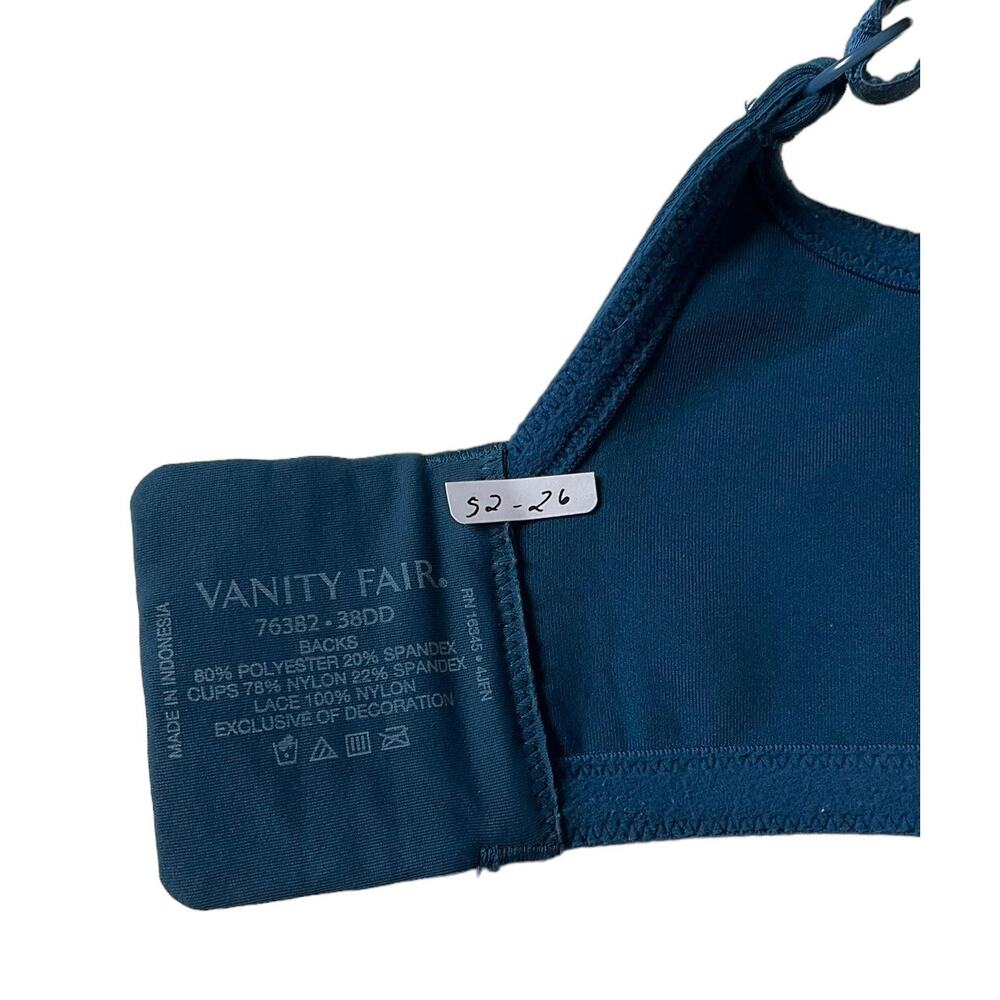 Vanity Fair Blue Lace Trim Underwired Bra Women's Size 38DD | 52-26 - Picture 6 of 7